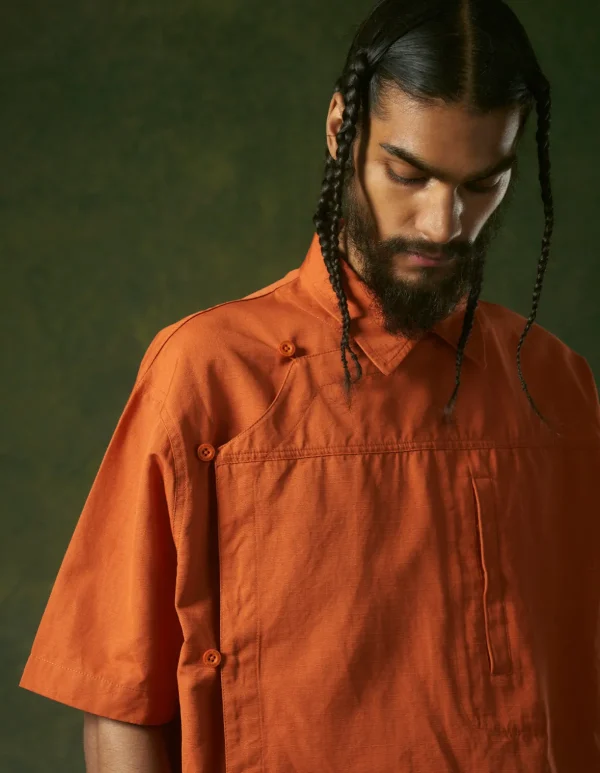 Maharishi Shirts*4298 Asym Monk Shirt Rust