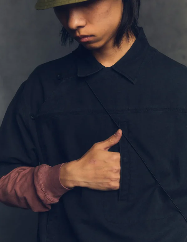 Maharishi Shirts*4512 Asym Monk Shirt Black