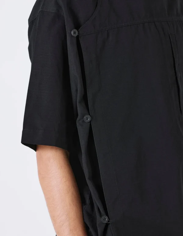 Maharishi Shirts*4298 Asym Monk Shirt Black