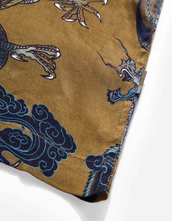Maharishi Shirts*4234 Cloud Dragon Camp Collar Shirt Olive