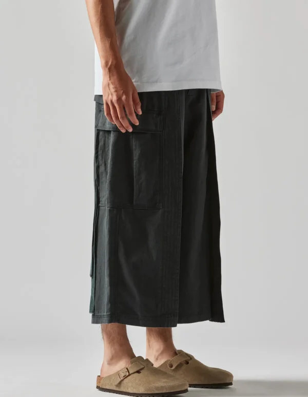 Maharishi Cargo Pants*4511 Cropped U.S. Hakama Track Pants Black