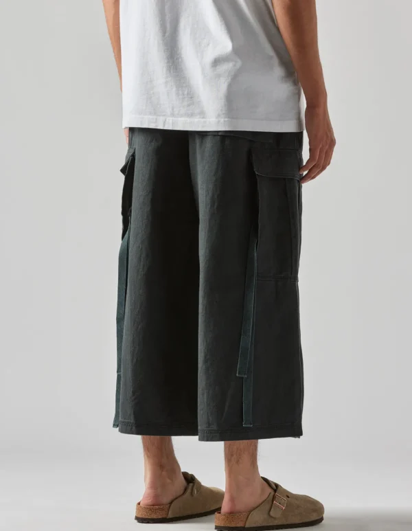 Maharishi Cargo Pants*4511 Cropped U.S. Hakama Track Pants Black