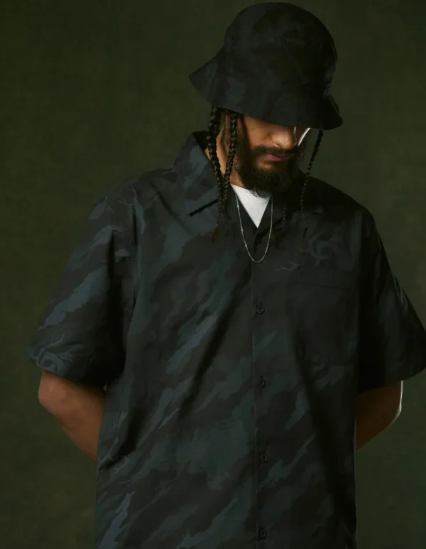 Maharishi Shirts*4312 Dpm:Bonsai Forest Camp Collar Shirt Subdued Night
