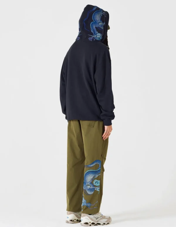 Maharishi Hooded Sweats*4212 Dragon Embroidered Hooded Sweat Navy Blue