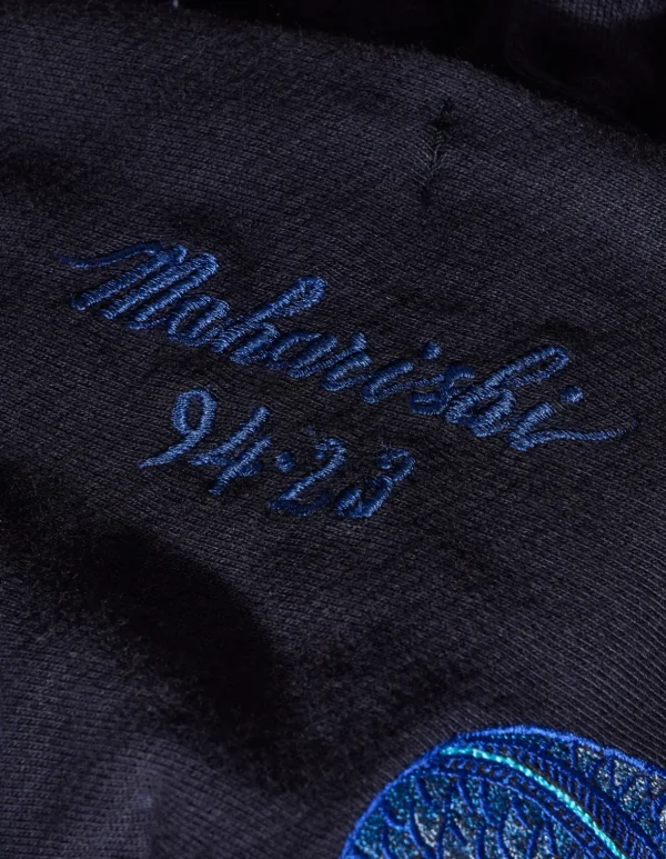 Maharishi Hooded Sweats*4212 Dragon Embroidered Hooded Sweat Navy Blue