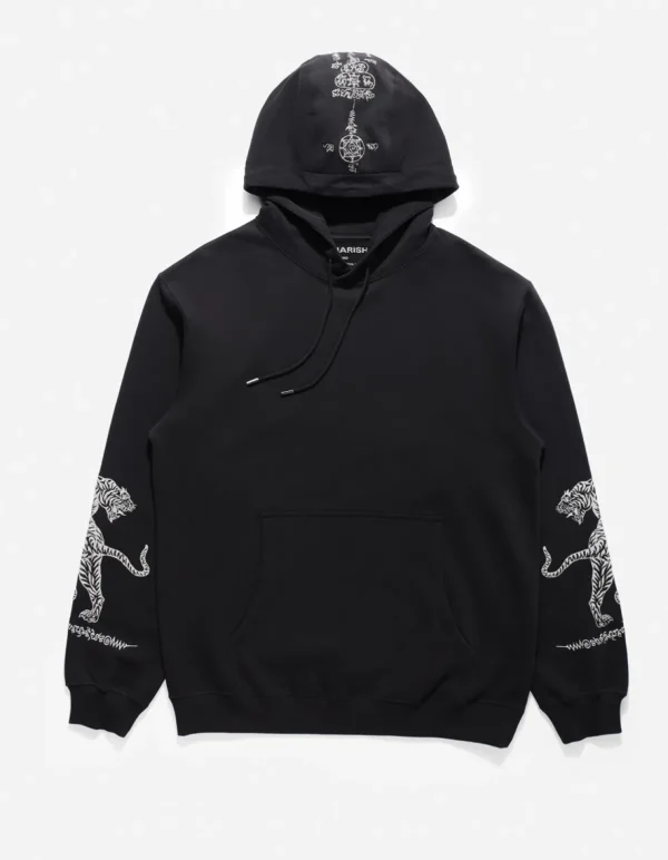 Maharishi Hooded Sweats*4280 Duelling Tigers Embroidered Hooded Sweat Black