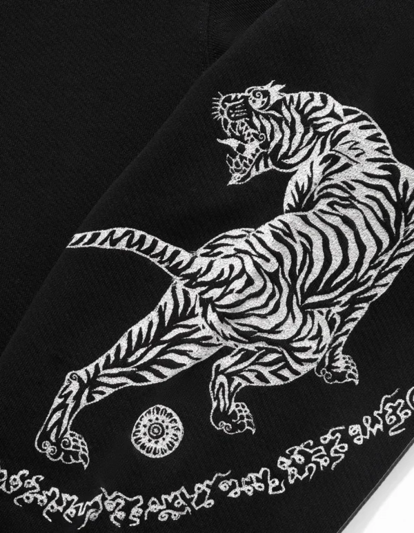 Maharishi Hooded Sweats*4280 Duelling Tigers Embroidered Hooded Sweat Black