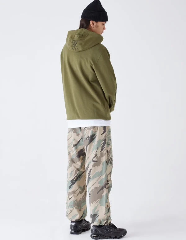 Maharishi Hooded Sweats*4280 Duelling Tigers Embroidered Hooded Sweat Olive Og-107F