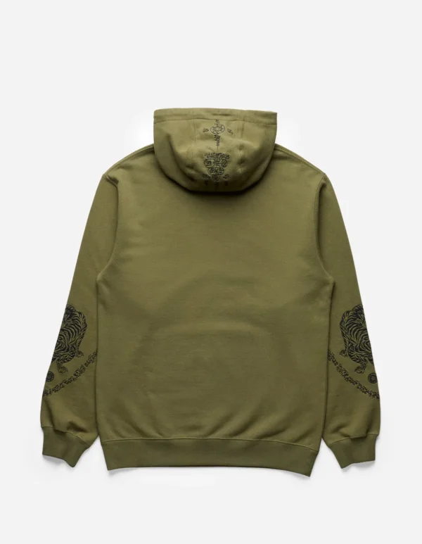 Maharishi Hooded Sweats*4280 Duelling Tigers Embroidered Hooded Sweat Olive Og-107F