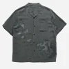 Maharishi Shirts*4508 Flying Cranes Embroidered Shirt Charcoal
