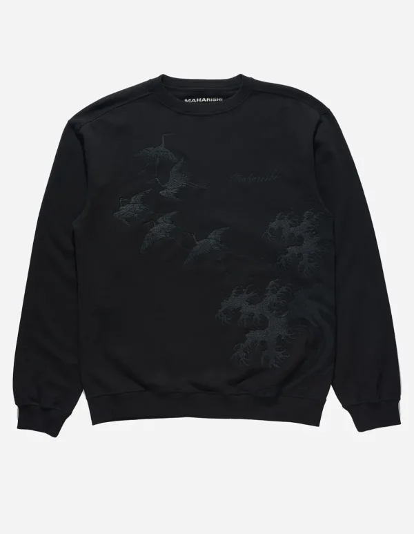 Maharishi Crew Sweats*4505 Flying Peace Cranes Crew Sweat Black