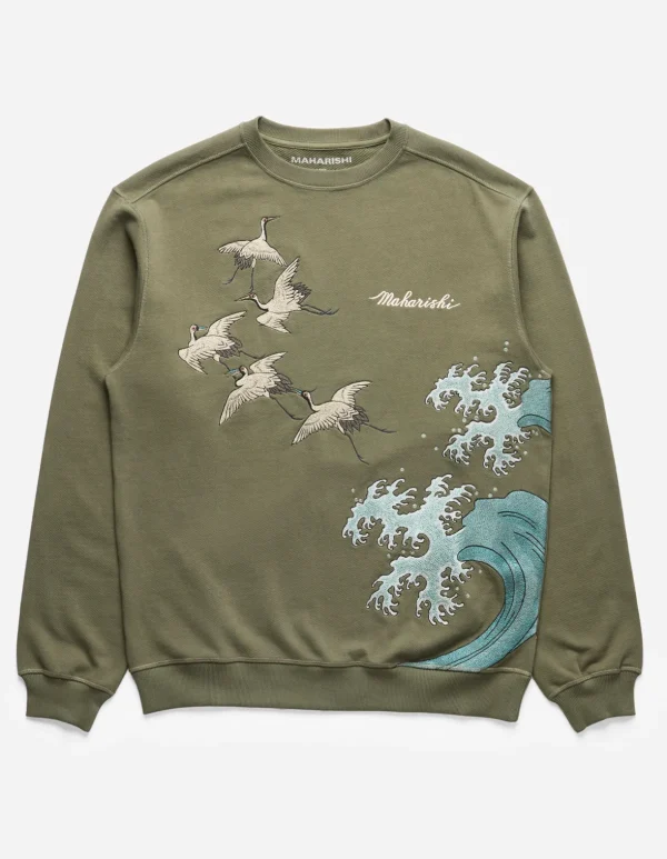 Maharishi Crew Sweats*4505 Flying Peace Cranes Crew Sweat Olive Og-107F