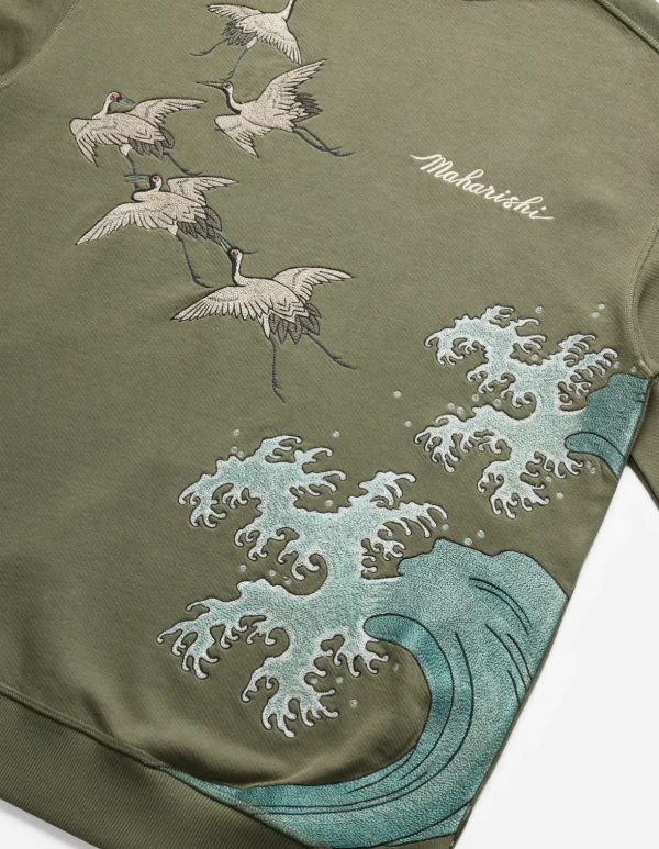 Maharishi Crew Sweats*4505 Flying Peace Cranes Crew Sweat Olive Og-107F