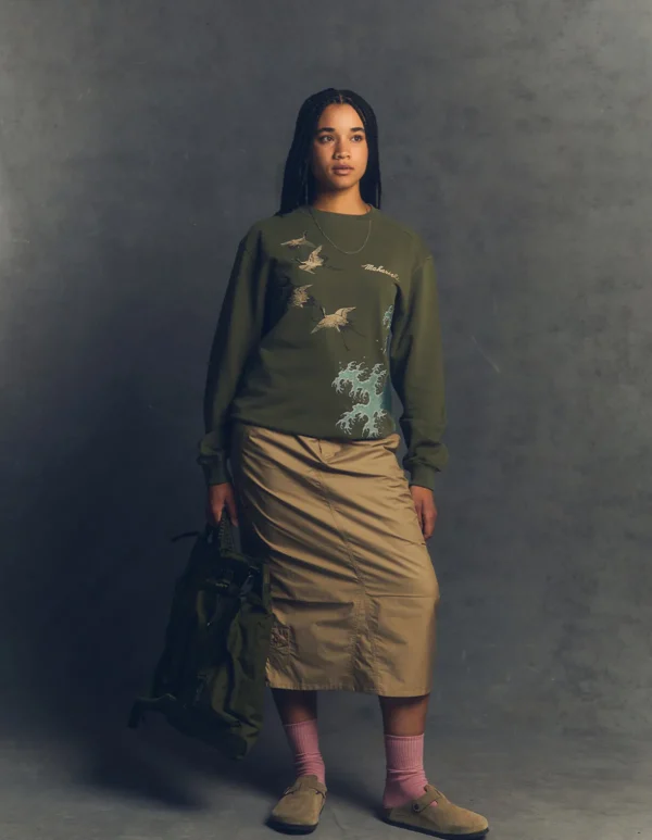 Maharishi Crew Sweats*4505 Flying Peace Cranes Crew Sweat Olive Og-107F