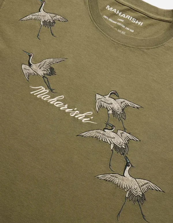 Maharishi Short Sleeve T-Shirts*4507 Flying Peace Cranes T-Shirt Olive Og-107F