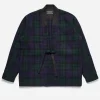 Maharishi Kimonos*4142 Harris Tweed® Wool Kimono Overshirt Black Watch Check