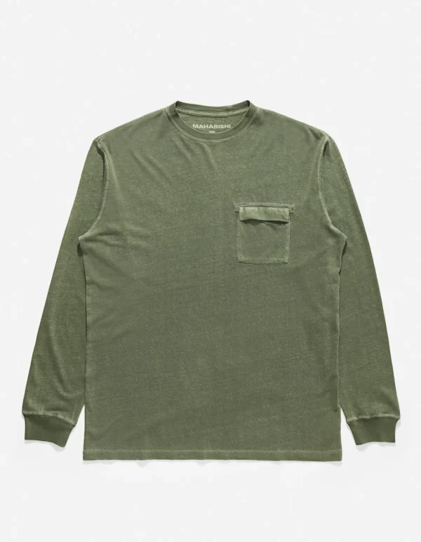 Maharishi Long Sleeve T-Shirts*8010 Hemp Organic L/S Pocket T-Shirt Olive Og-107F