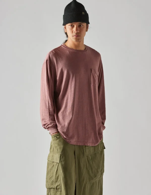 Maharishi Long Sleeve T-Shirts*8010 Hemp Organic L/S Pocket T-Shirt Murasaki Purple