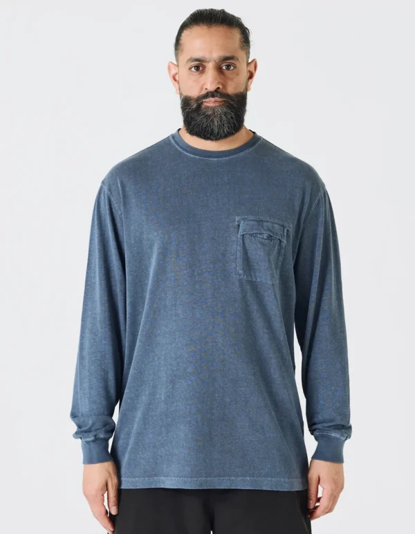 Maharishi Long Sleeve T-Shirts*8010 Hemp Organic L/S Pocket T-Shirt Navy
