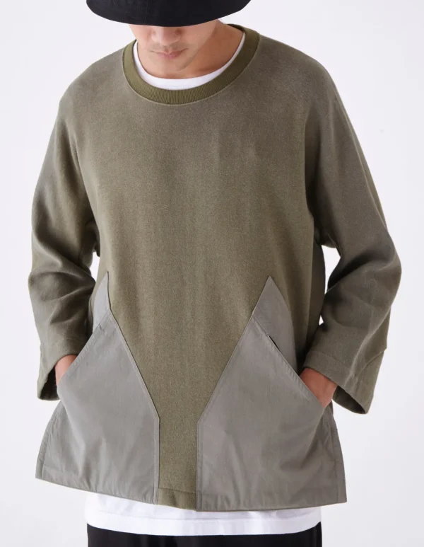 Maharishi Crew Sweats*4056 Kimono-Cut Hemp Cordura® Crew Sweat Olive Og-107F
