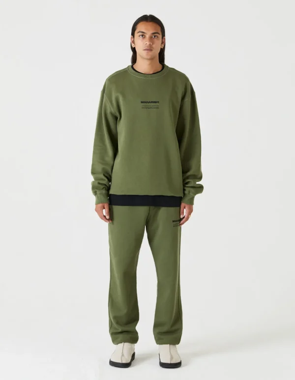 Maharishi Crew Sweats*7011 Miltype Embroidered Crew Sweat · Organic Cotton Olive Og-107F