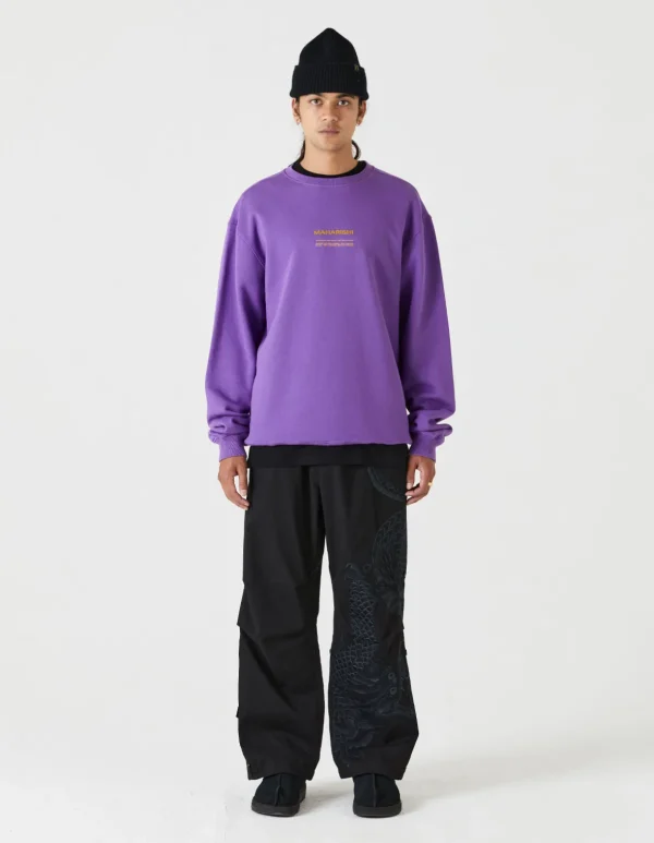 Maharishi Crew Sweats*7011 Miltype Embroidered Crew Sweat Purple Haze
