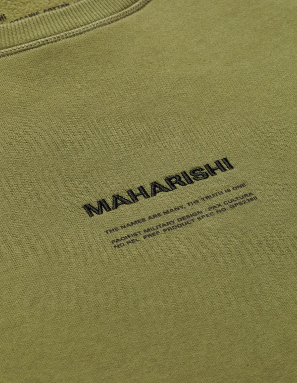 Maharishi Crew Sweats*7011 Miltype Embroidered Crew Sweat · Organic Cotton Olive Og-107F