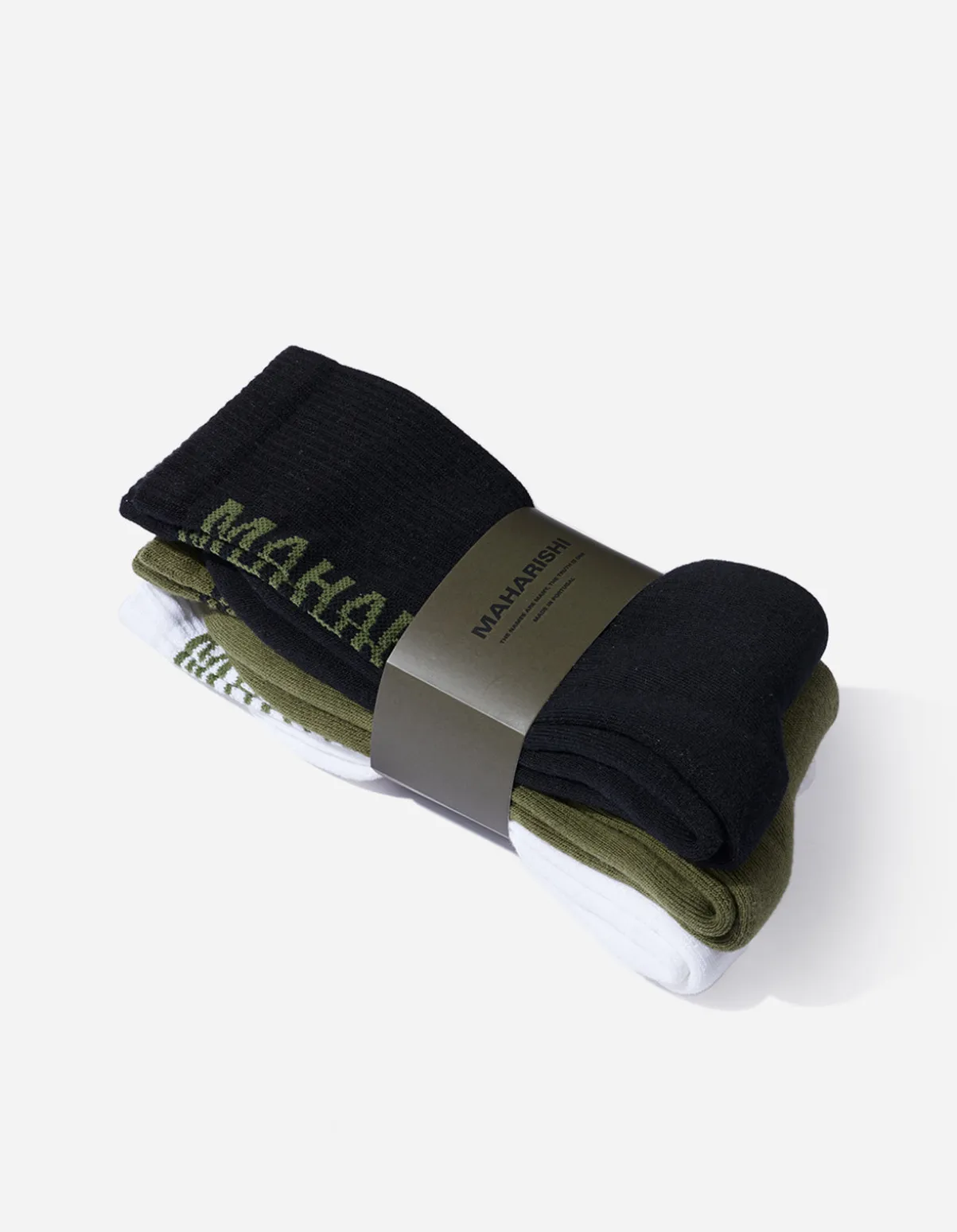 Maharishi Socks*9890 Miltype Peace Sports Socks ·3 Pack Black/Olive/White