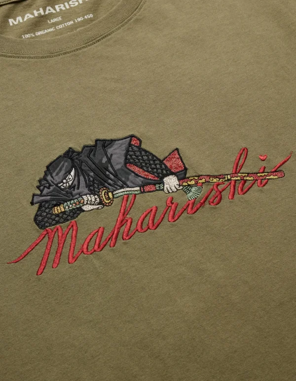 Maharishi Short Sleeve T-Shirts*4501 Ninjutsu Embroidered T-Shirt Olive Og-107F