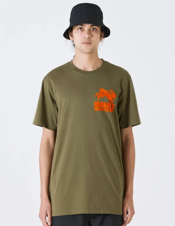 Maharishi Short Sleeve T-Shirts*1004 Paper-Cut Rabbit T-Shirt Olive Og-107F