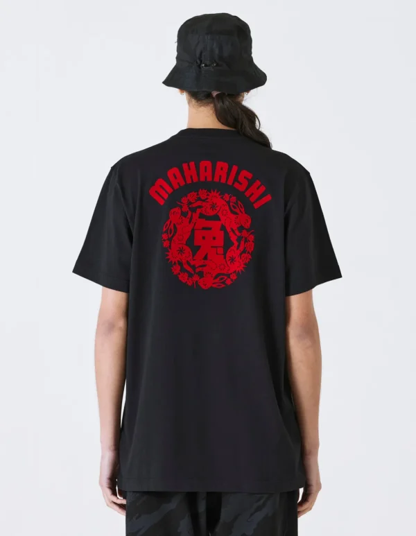 Maharishi Short Sleeve T-Shirts*1004 Paper-Cut Rabbit T-Shirt Black