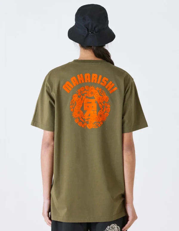 Maharishi Short Sleeve T-Shirts*1004 Paper-Cut Rabbit T-Shirt Olive Og-107F
