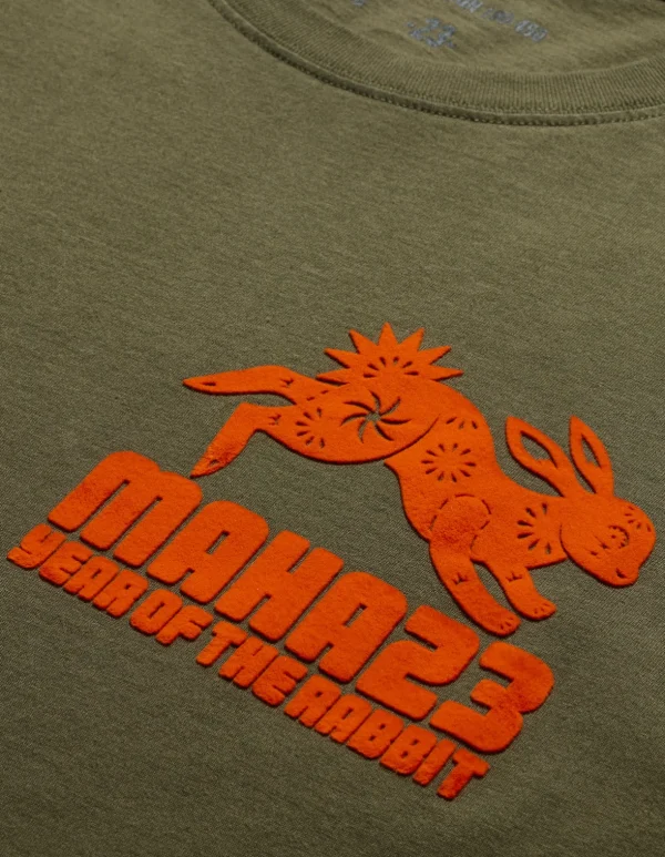 Maharishi Short Sleeve T-Shirts*1004 Paper-Cut Rabbit T-Shirt Olive Og-107F