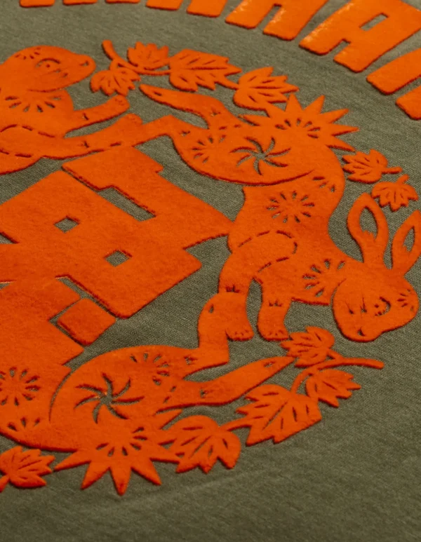 Maharishi Short Sleeve T-Shirts*1004 Paper-Cut Rabbit T-Shirt Olive Og-107F