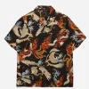 Maharishi Shirts*4509 Peace Cranes Camp-Collar Shirt Black