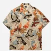 Maharishi Shirts*4509 Peace Cranes Camp-Collar Shirt Ecru