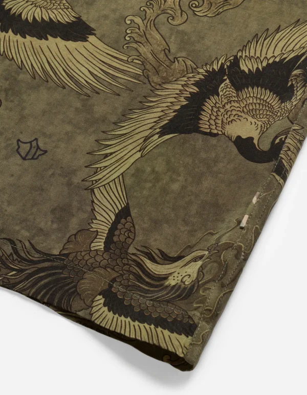 Maharishi Shirts*4509 Peace Cranes Camp-Collar Shirt Olive Subdued