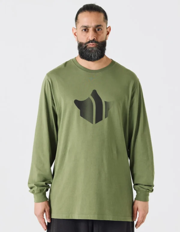 Maharishi Long Sleeve T-Shirts*9921 Pointillist Temple L/S T-Shirt Olive Og-107F