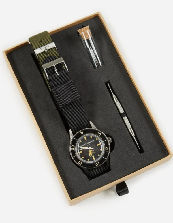 Maharishi Lifestyle*9372 Riverine Diver Watch Case · Aged Dial Steel