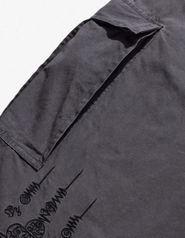 Maharishi Cargo Pants*4295 Sak Yant Cargo Hakama Pants Black Blk-108F