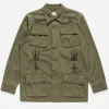 Maharishi Shirts*4279 Sak Yant Embroidered Jungle Overshirt Olive Og-107F