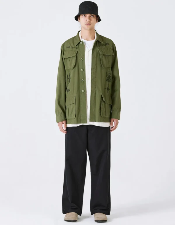 Maharishi Shirts*4279 Sak Yant Embroidered Jungle Overshirt Olive Og-107F