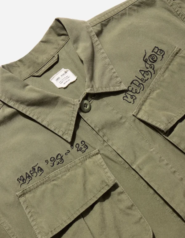Maharishi Shirts*4279 Sak Yant Embroidered Jungle Overshirt Olive Og-107F