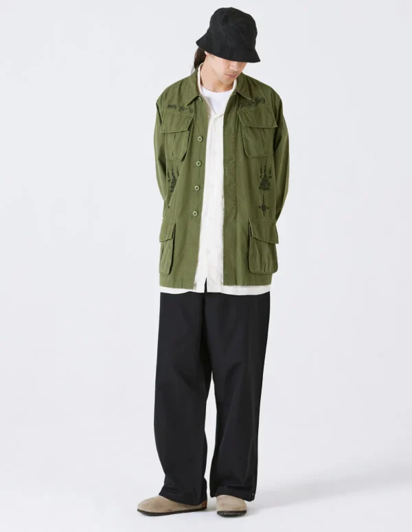 Maharishi Shirts*4279 Sak Yant Embroidered Jungle Overshirt Olive Og-107F