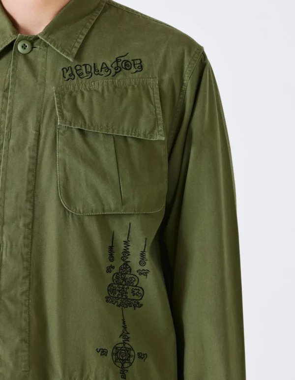 Maharishi Shirts*4279 Sak Yant Embroidered Jungle Overshirt Olive Og-107F
