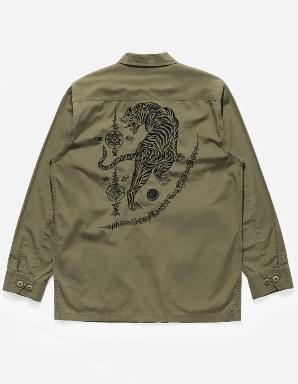 Maharishi Shirts*4279 Sak Yant Embroidered Jungle Overshirt Olive Og-107F