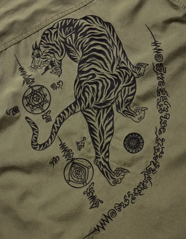 Maharishi Shirts*4279 Sak Yant Embroidered Jungle Overshirt Olive Og-107F