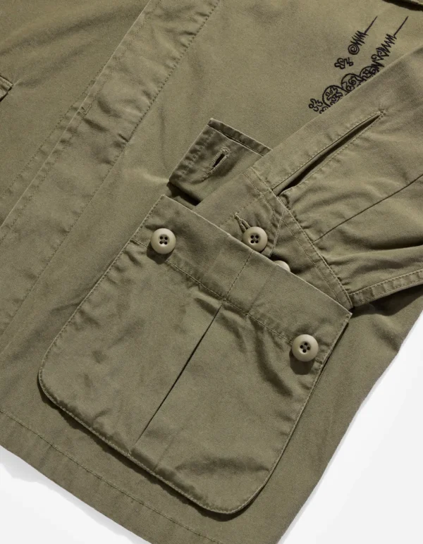 Maharishi Shirts*4279 Sak Yant Embroidered Jungle Overshirt Olive Og-107F