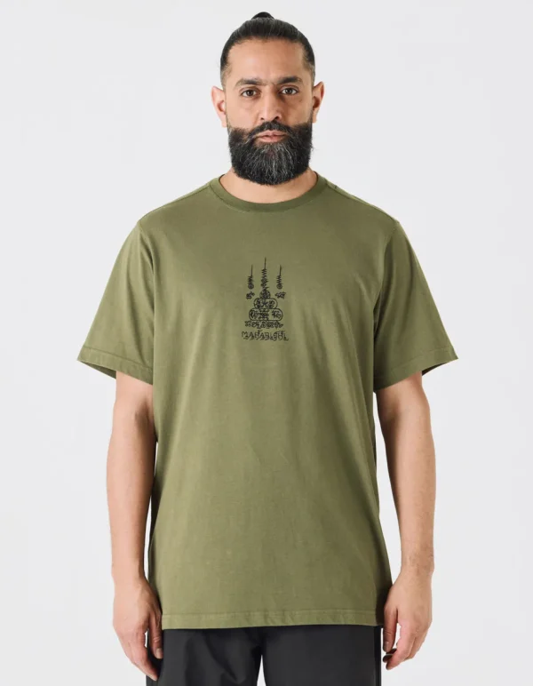 Maharishi Short Sleeve T-Shirts*4285 Sak Yant Embroidered Organic T-Shirt Olive Og-107F