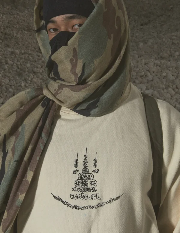 Maharishi Crew Sweats*4281 Sak Yant Embroidered Organic Crew Sweat Ecru